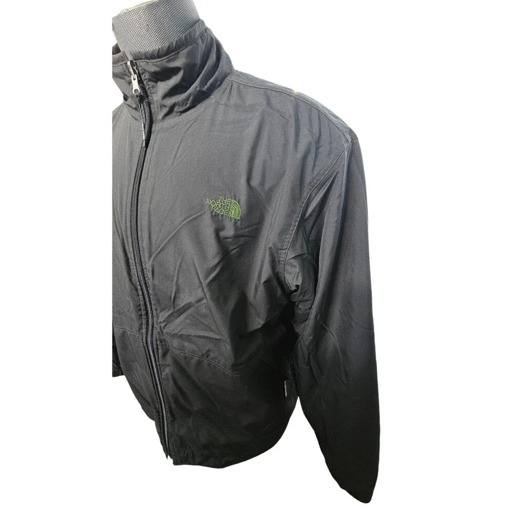 North Face Reversible Jacket Green Black Zip Mens Large